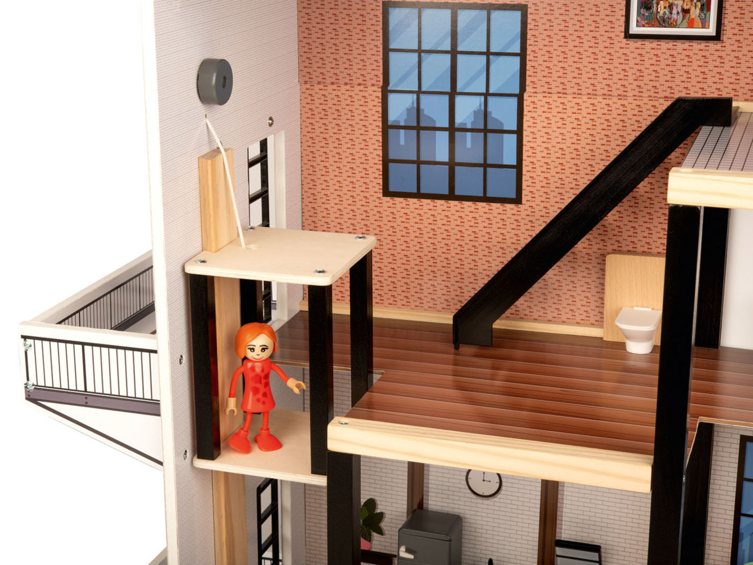 Maison de poupée en bois massif avec accessoires