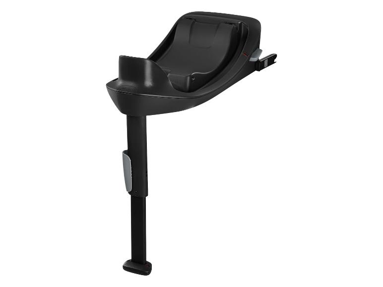 Base de siège auto noire avec jambe de force réglable.