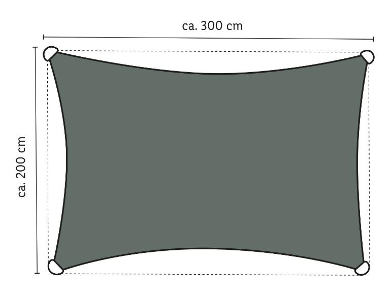 Une voile d'ombrage grise de 200 x 300 centimètres.