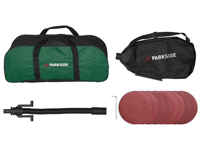 Sac à outils Parkside, sac à poussière, tuyau, clé Allen et disques de ponçage