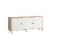 Buffet en bois avec portes blanches et pieds en métal noir