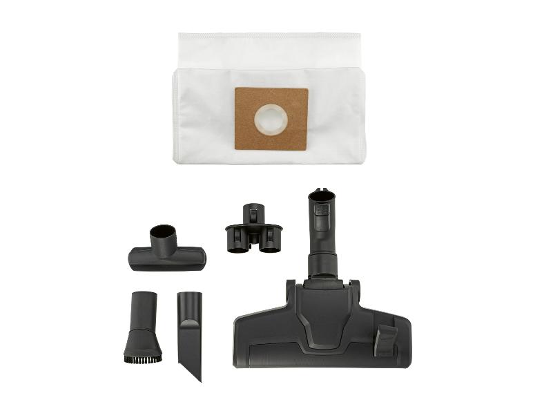 Sac d'aspirateur de rechange et accessoires de nettoyage.