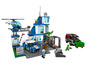 LEGO commissariat de police avec hélicoptère, voiture de police et prison.