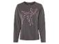 Un t-shirt à manches longues gris avec un imprimé Bambi rose.