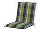 Un coussin de chaise vert et gris à carreaux de Livarno.