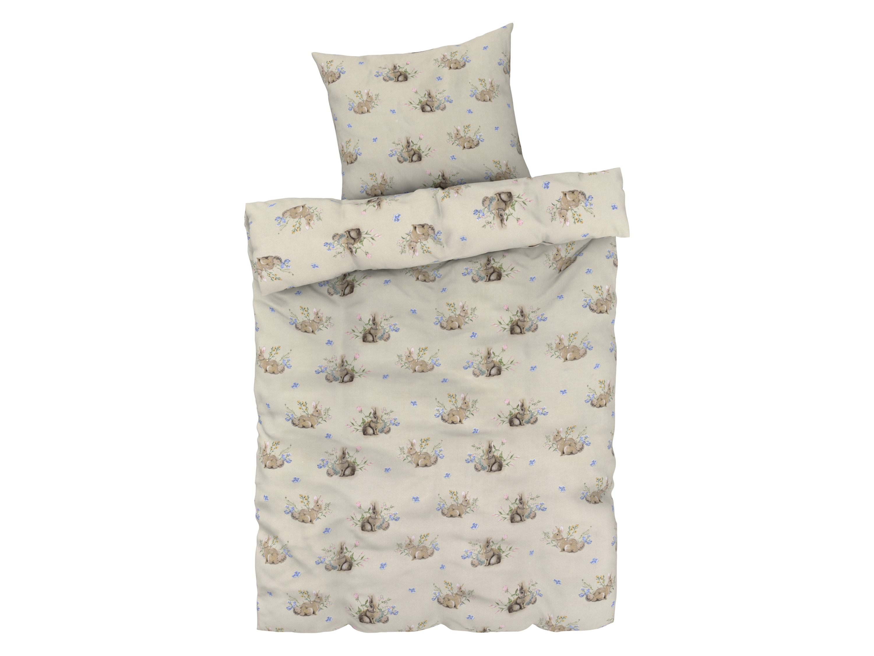 LIVARNO home Parure de lit en satin microfibre, 140 x 200 cm (Lapins)