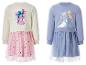 Deux robes à manches longues pour enfants, une crème avec Stitch et Angel, une bleue avec Elsa.