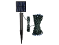 Guirlande lumineuse solaire avec piquet de terre et câble enroulé.