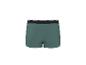 Caleçon boxer vert avec ceinture élastique noire et rayures blanches.
