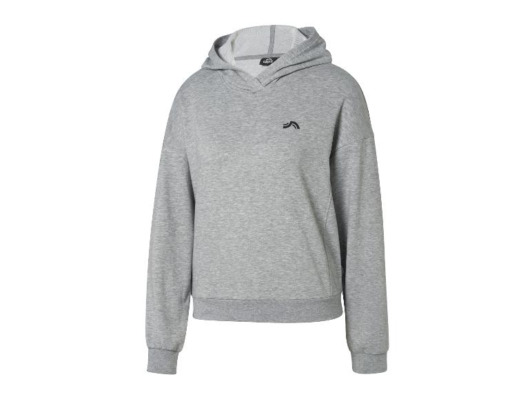 Sweat à capuche Crivit gris avec un logo noir.