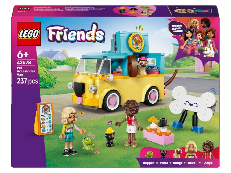 Ensemble de jeu Friends Pet Accessories Van avec deux figurines, animaux de compagnie et accessoires, 237 pièces.