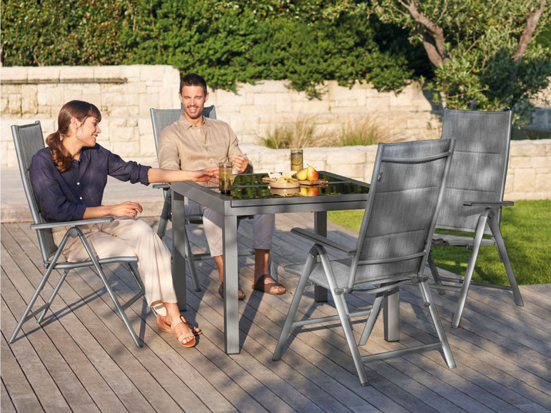 Aller en mode plein écran : LIVARNO home Set de table de jardin extensible + 4 fauteuils Toronto en aluminium, anthracite - Image 2