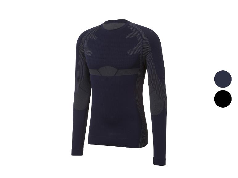 Un sous-vêtement thermique bleu foncé à manches longues.
