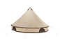 Une tente beige avec plusieurs ouvertures