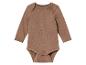 Un body bébé à manches longues marron.