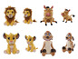 Peluches du Roi Lion, y compris Simba, Pumbaa et Timon.