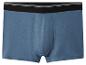 Caleçon boxer bleu en coton avec bande élastique noire et rayures blanches