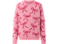 Pull rose pour enfant avec des nœuds rouges