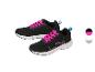 Chaussures de sport noires avec lacets rose fuchsia et détails bleus