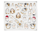 Lot de 24 mini décorations de Noël en bois blanc et or, avec anges, soldats et patineurs.