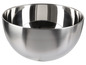 Un bol rond et lisse en acier inoxydable.
