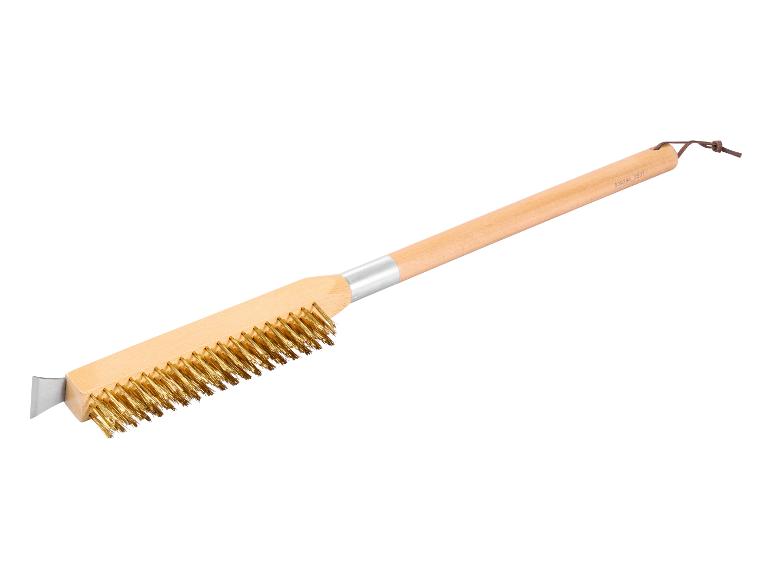 Brosse de barbecue avec poils en laiton et manche en bois