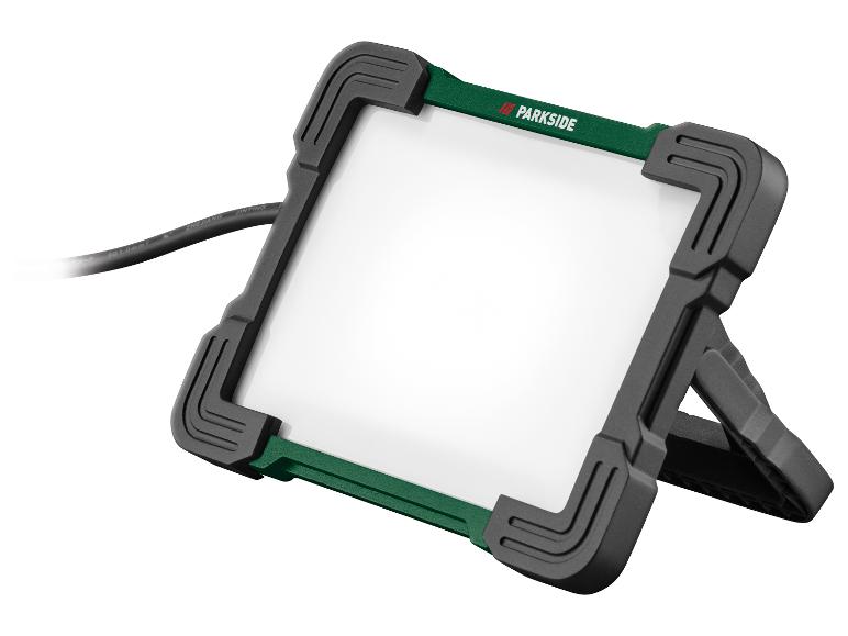 Projecteur de travail LED carré vert et noir avec câble et support
