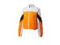 Veste de sport Crivit blanche, orange et noire avec fermeture éclair.