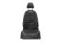 Un siège de voiture noir avec appui-tête.