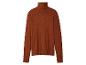 Pull marron-roux à col roulé avec boutons aux poignets