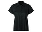 Une chemise en coton noire à boutons et à manches courtes pour femmes.