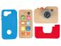 Jouets Play-Doh : téléphone, appareil photo et étuis en bois et silicone.