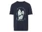 T-shirt bleu marine avec imprimé surf et plage.
