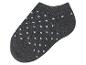 Chaussette bébé gris foncé à pois blancs.