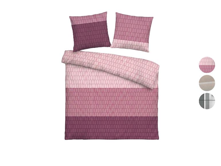Parure de lit à motif de briques dégradées de rose et de violet, avec des options de couleur unie.
