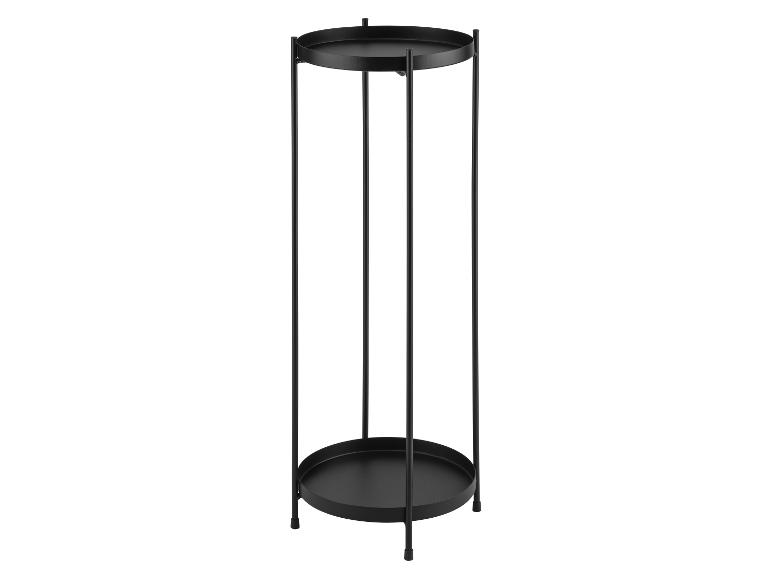 Support à plantes noir avec deux plateaux ronds