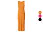 Robe midi côtelée sans manches orange avec options de couleur rose et noir.