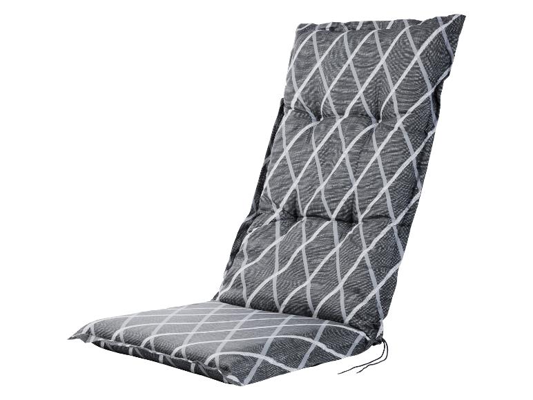 Une chaise grise avec un motif géométrique.