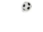 Un ballon de football noir et blanc sur un fond blanc.