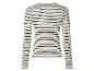 Pull côtelé à rayures noires et blanches, vue de dos.