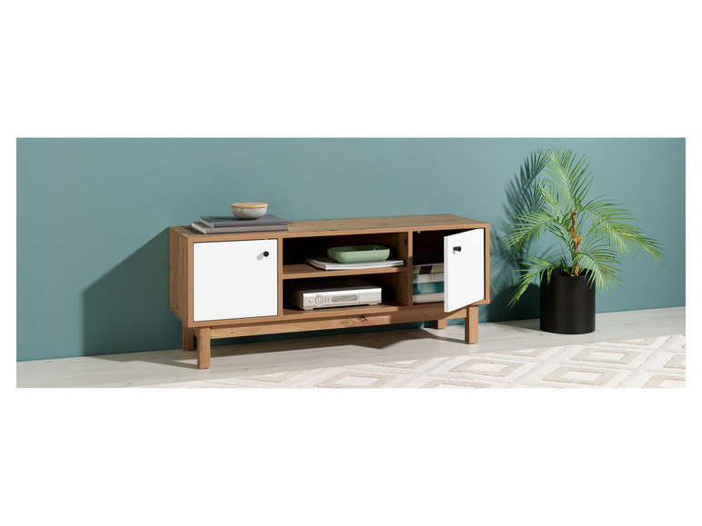 Aller en mode plein écran : Meuble bas Copenhagen, 113 x 45 x 35 cm, imitation chêne/blanc - Image 2