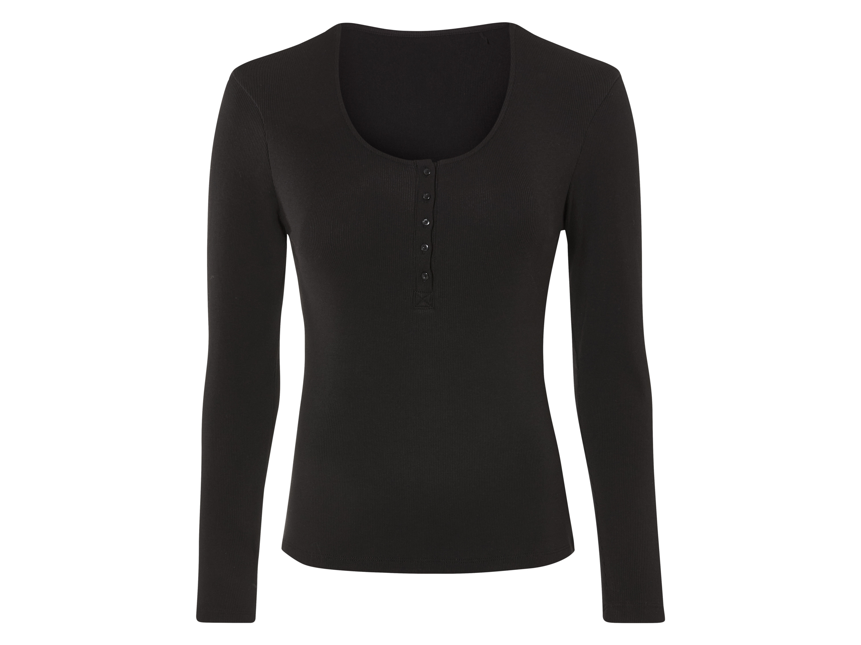 esmara® T-shirt côtelé à manches longues femme (noir, S(34/36))