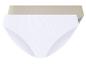 Deux maillots de bain, blanc et beige, à côtes.