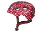 Casque vélo Abus rouge à pois cœurs.