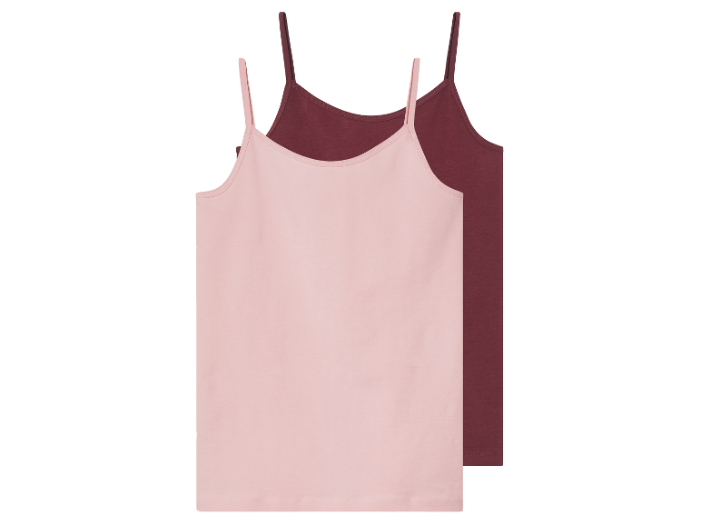 Deux camisoles, rose et bordeaux.