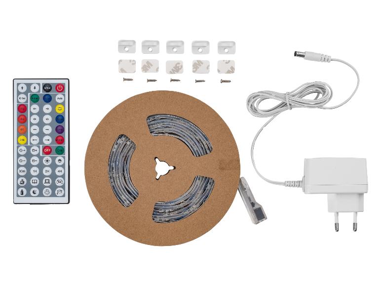 Kit de bande LED avec télécommande et accessoires.