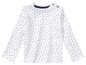 T-shirt blanc à manches longues avec imprimé cœur bleu