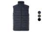 Gilet matelassé pour homme en bleu marine, gris foncé et noir.