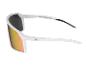 Lunettes de sport blanches avec verres miroir orange et texte 'SP-614 SPEQ GmbH 10/2025' sur la branche.
