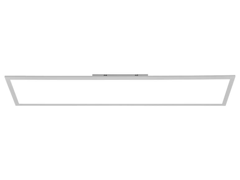 Plafonnier LED long et rectangulaire au design moderne.